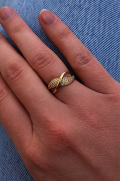 Žluté zlato prsten elegantní se zirkony